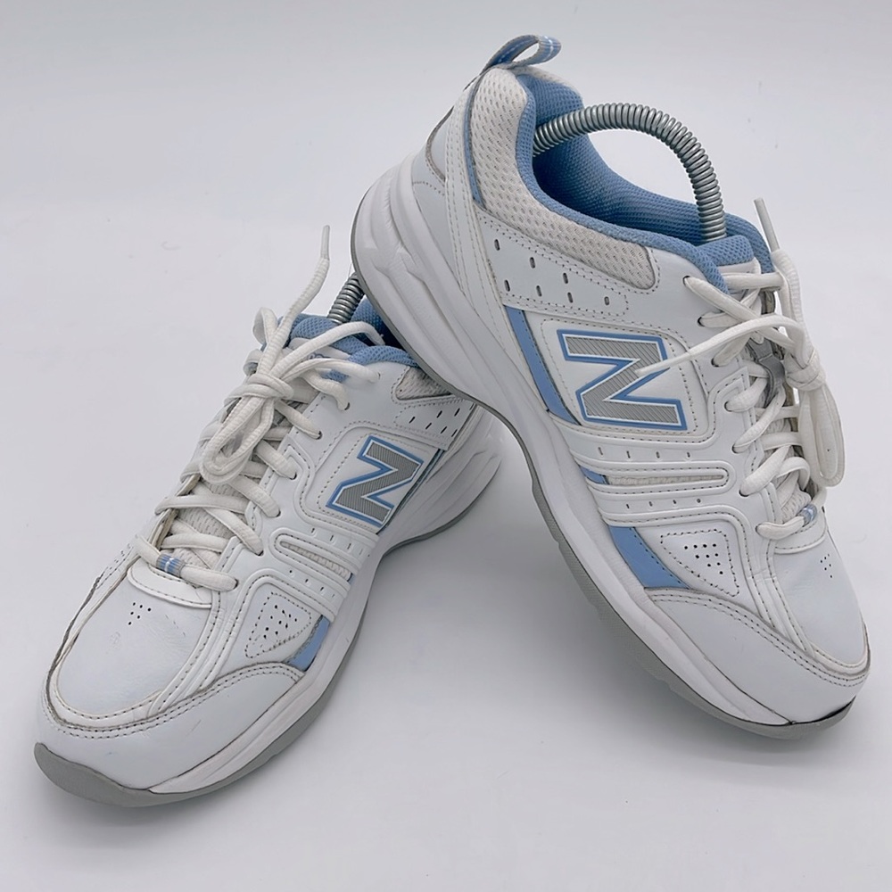 New Balance Womens 409 V2 WX409WL2 Lace Up White Blue Running Shoes Size 8.5